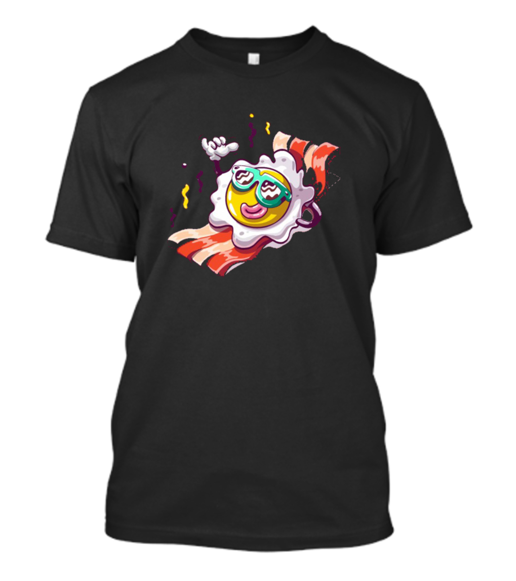 Mysterious Circle Elo Fried Egg Sunglasses On Bacon Slide T-Shirt
