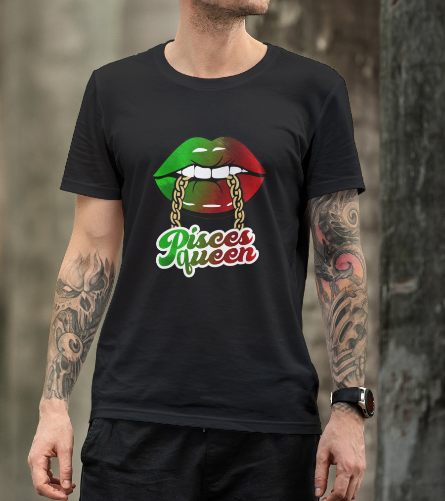 Pisces Queen African Colors Lips BLM Birthday Woman T-Shirt