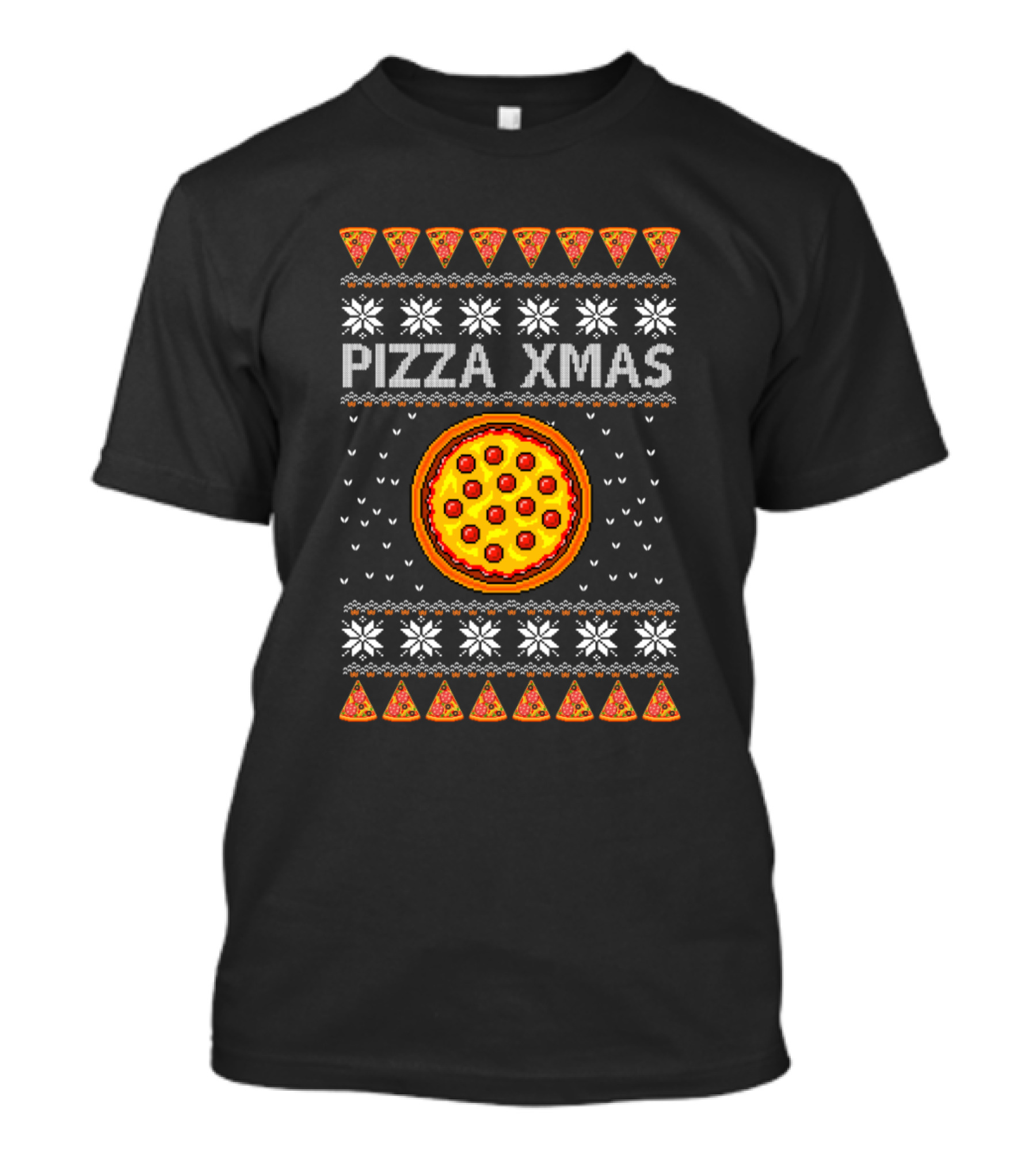 Pizza Xmas Ugly Sweater Peppermint Slice Festive T-Shirt