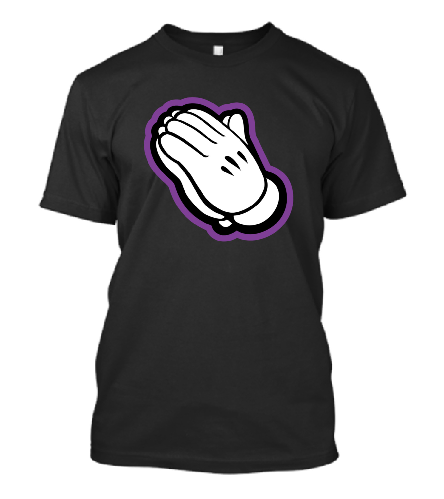 Praying Hands Purple Outline White Gloves T-Shirt