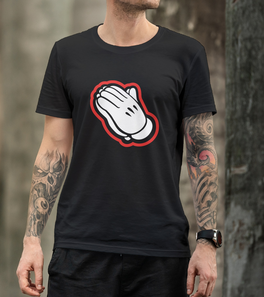 Praying Hands Red Cartoon T-Shirt