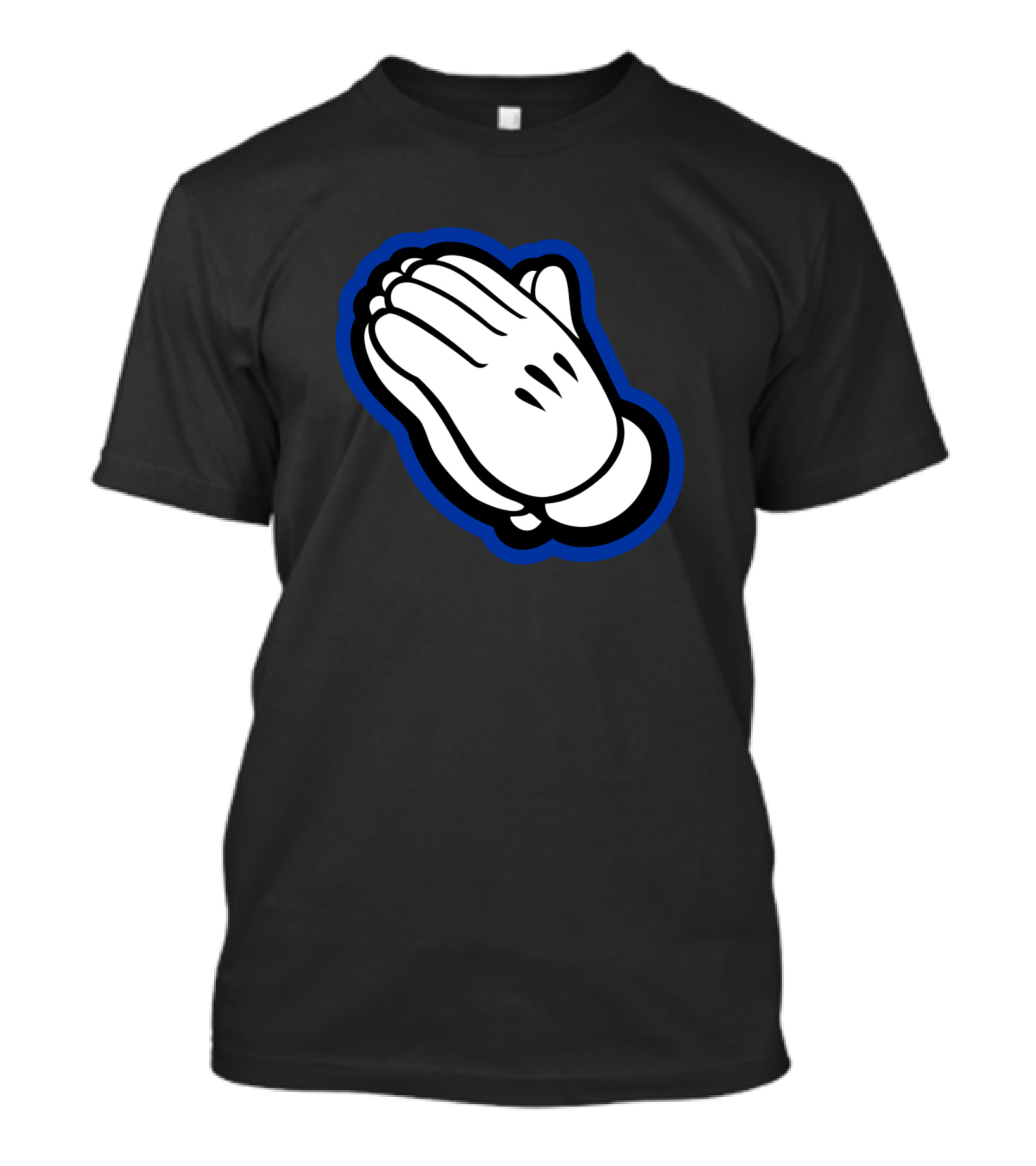 Praying Hands Mickey Glove Royal Blue Outline T-Shirt