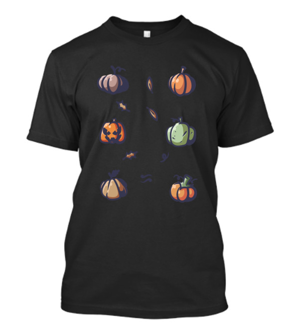 Whimsical Pumpkin Variety With Autumn Leaves T-Shirt