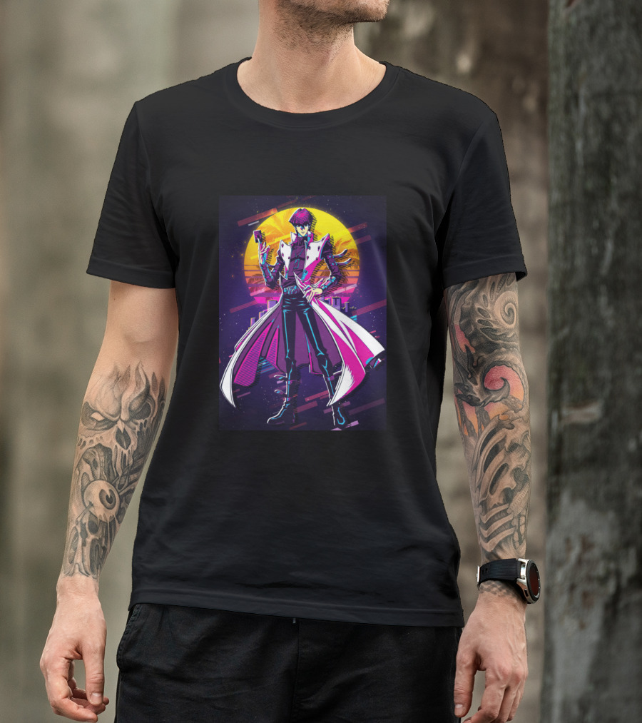 Retro Kaiba Neon Cyberpunk Sunset Motif T-Shirt