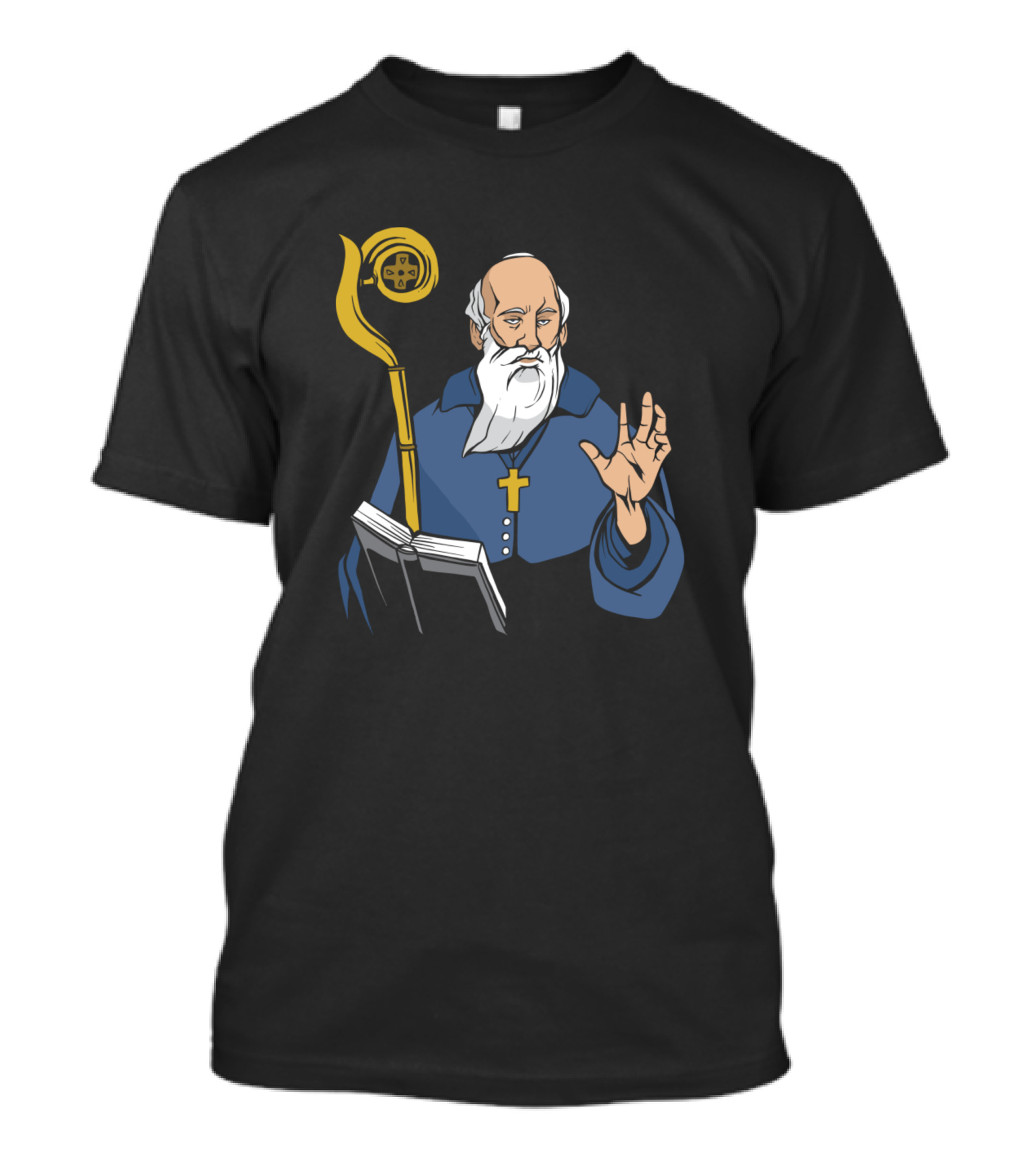 Saint Benito Holy Christian Saint With Cross Staff And Open Book T-Shirt