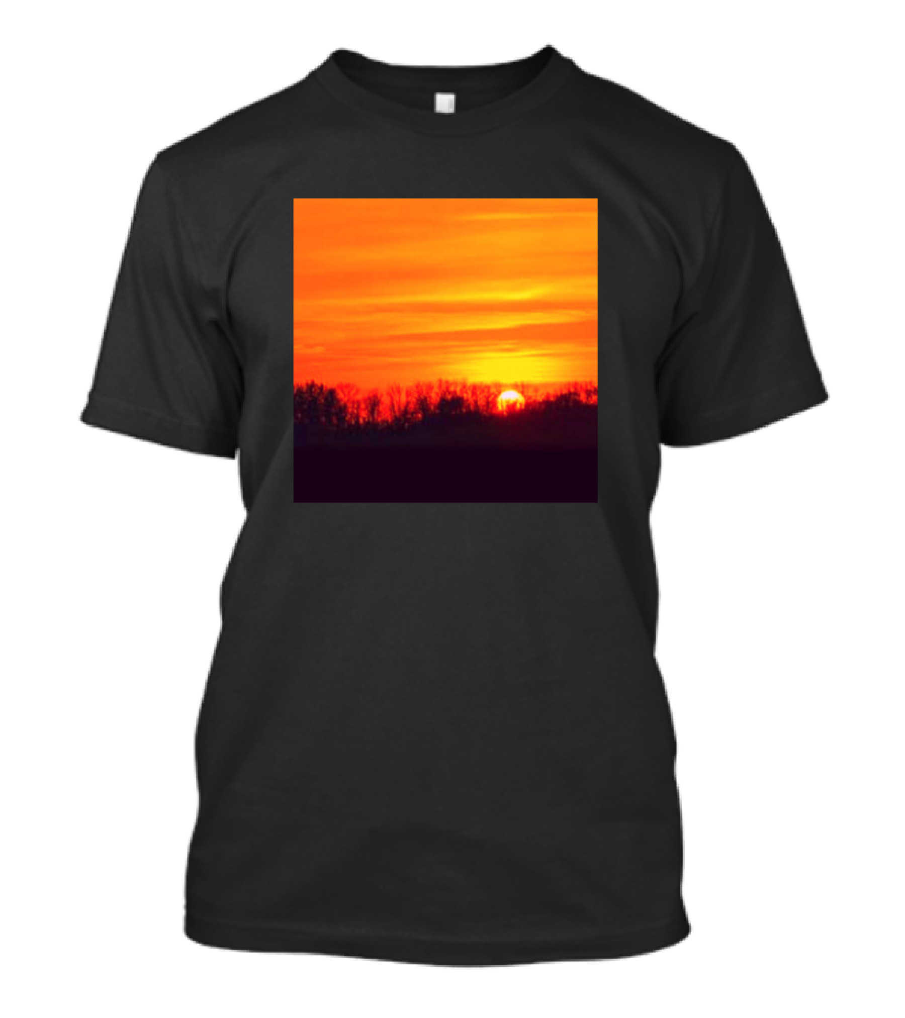 Sunset Over Forest Horizon With Vibrant Orange Sky T-Shirt