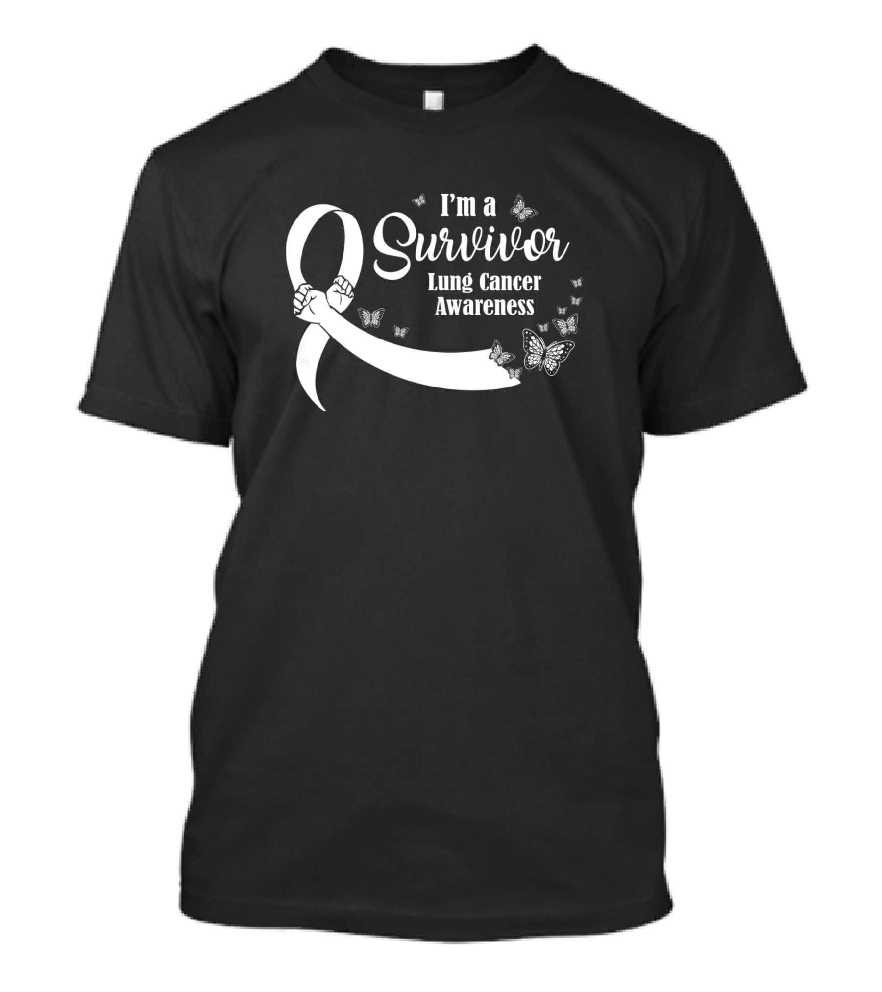 I'm A Survivor Lung Cancer Awareness White Butterfly T-Shirt