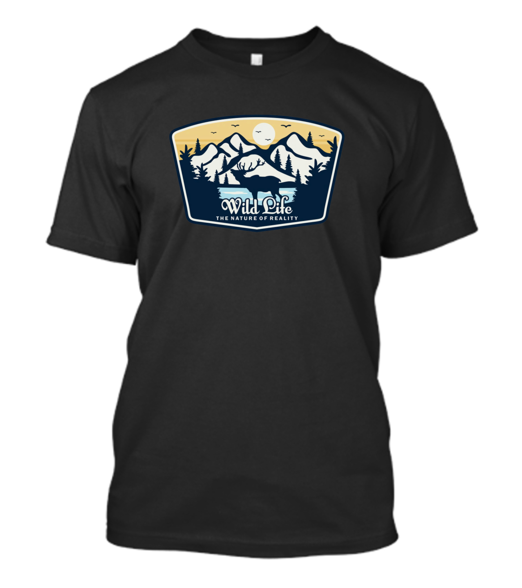 Wild Life The Nature Of Reality Mountains Moon Bear Forest Scene T-Shirt