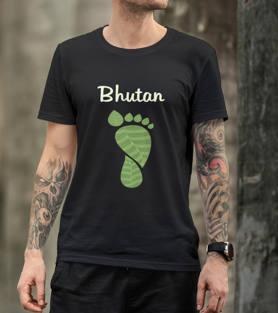 Bhutan Green Leaf Footprint T-Shirt