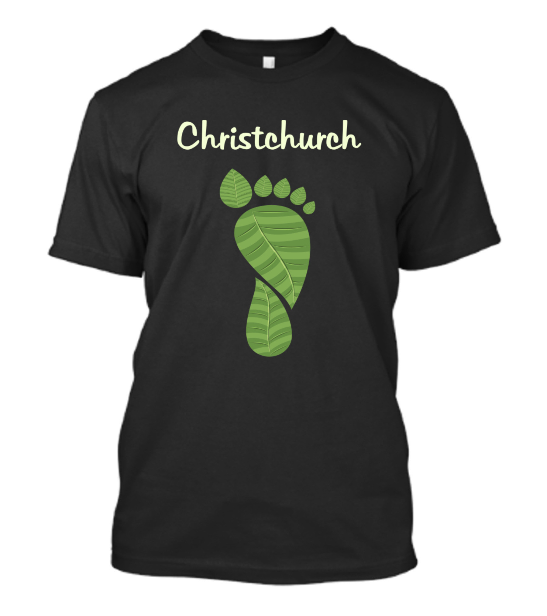 Christchurch Green Leaf Footprint T-Shirt