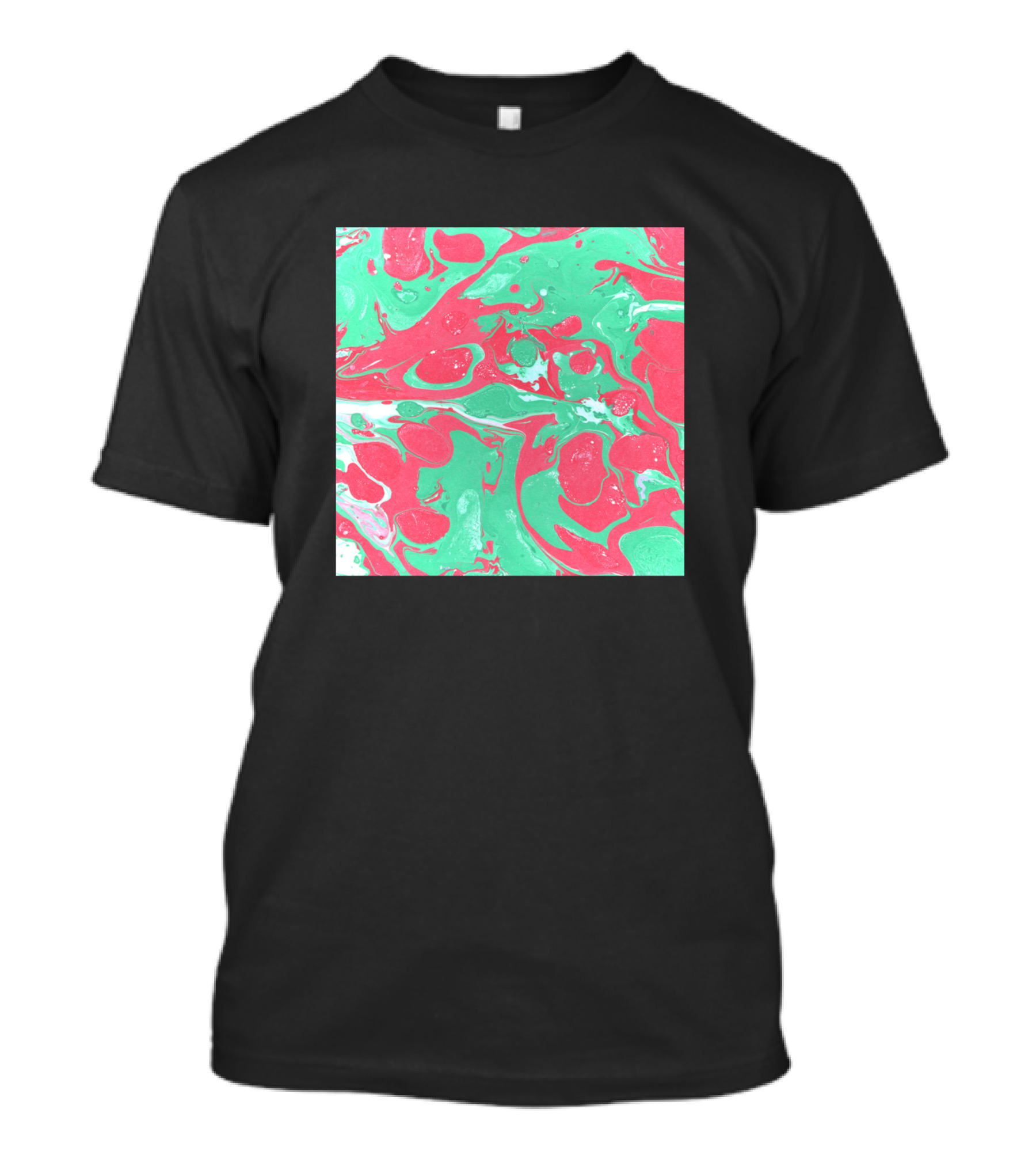 Tomato Red And Green Marble Texture Square T-Shirt