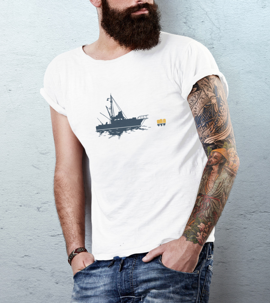 Barrels Boat And Water Reflection T-Shirt