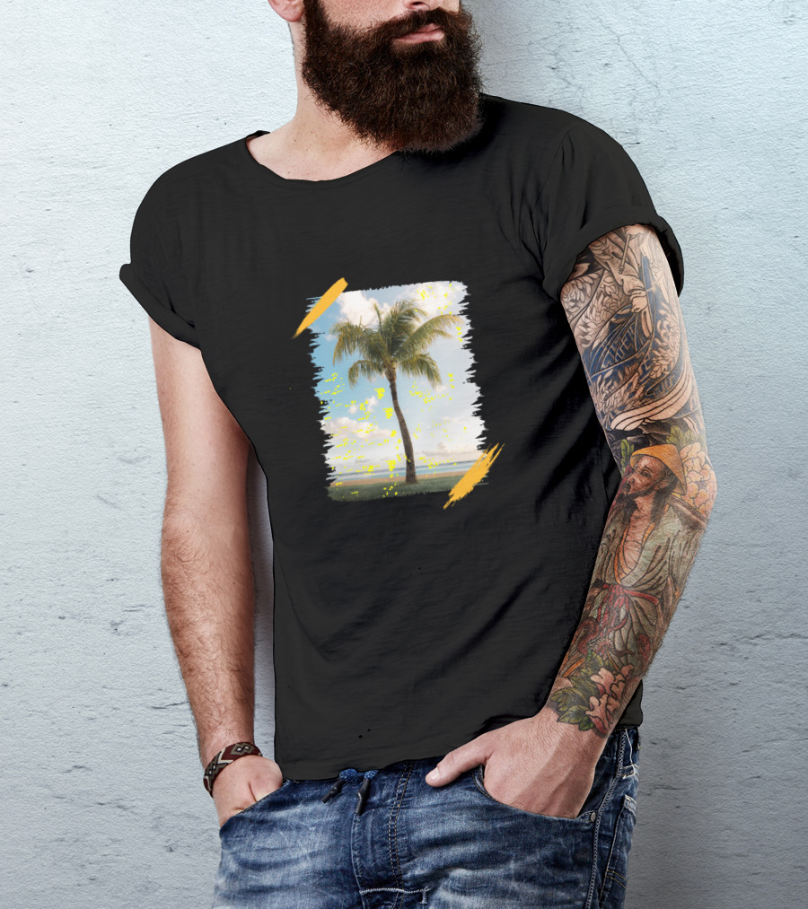 Beach Life Palms Light Blue Sky Tropical Scene T-Shirt