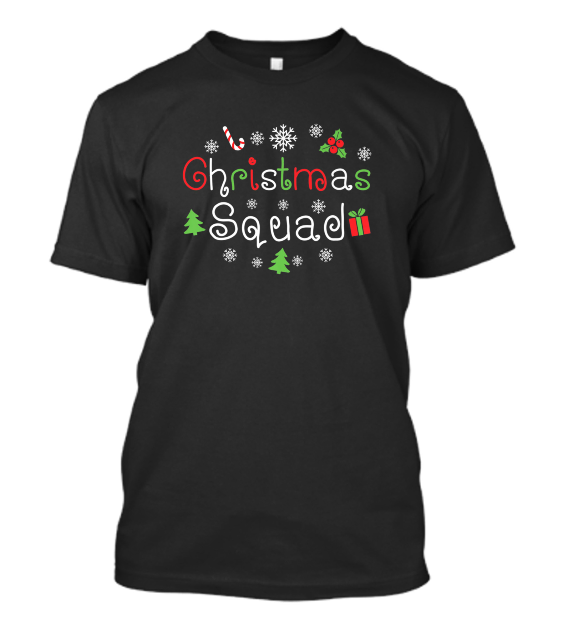 Christmas Squad Candy Cane Snowflake Present Trees T-Shirt