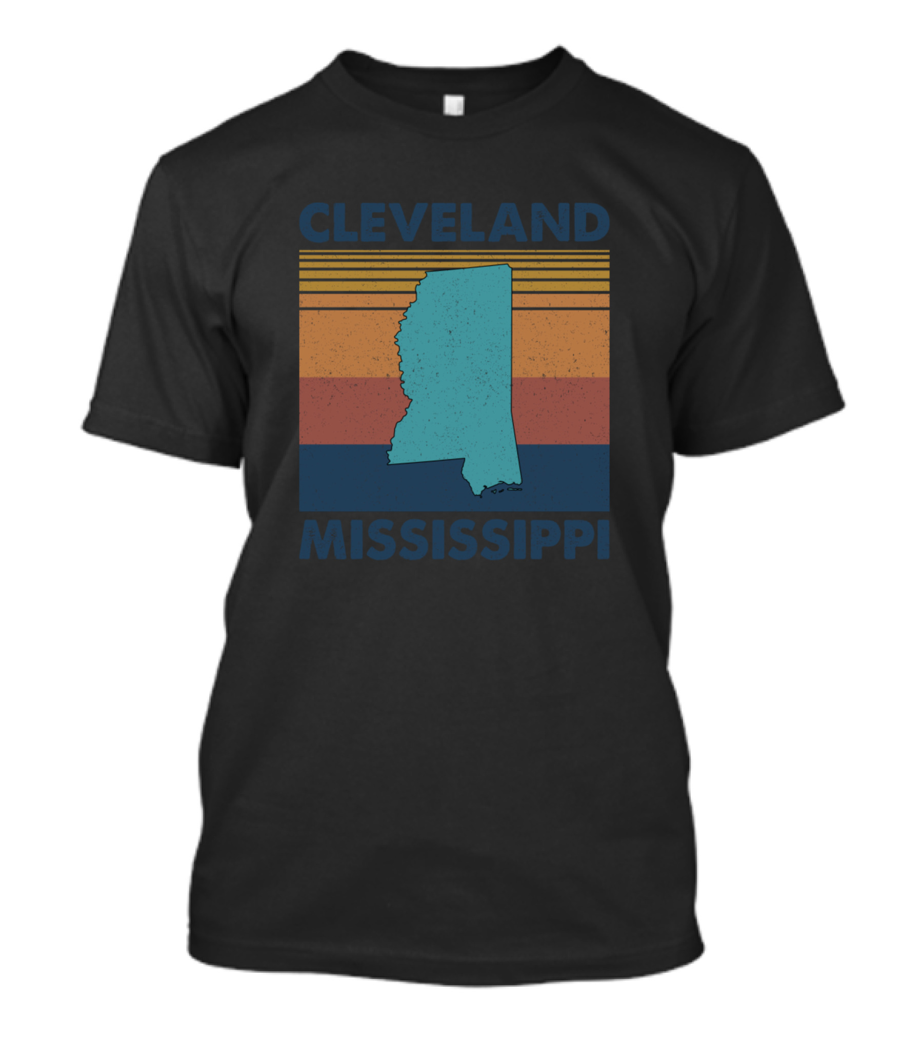 Cleveland Mississippi Vintage State Map Stripes T-Shirt