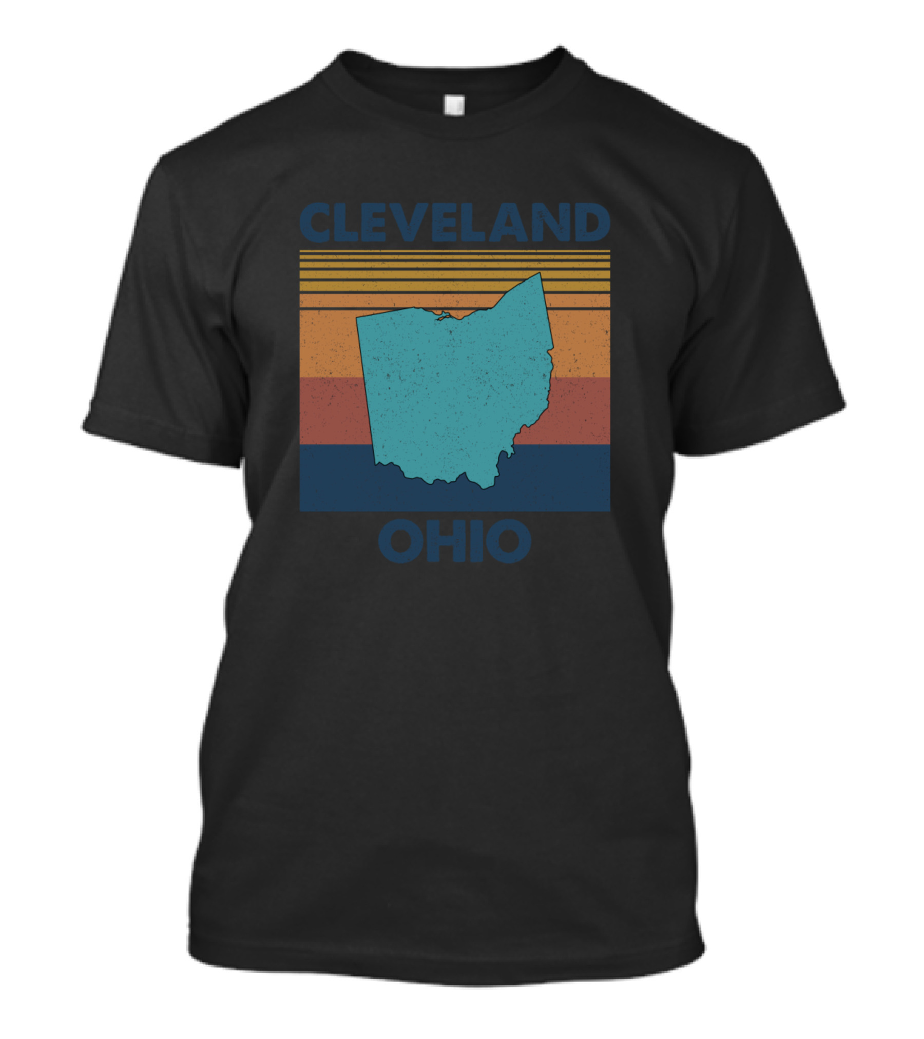 Cleveland Ohio Retro State Outline With Stripes T-Shirt