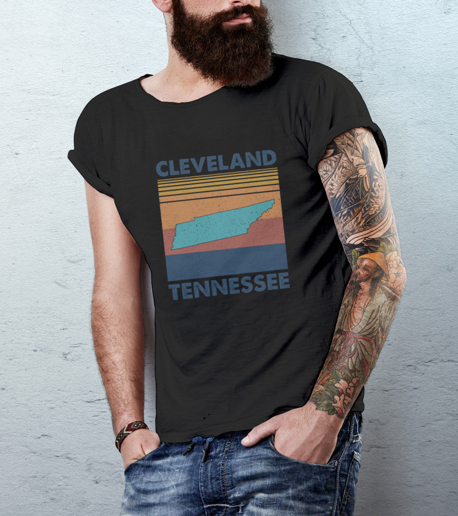 Cleveland Tennessee Retro State Map Vintage Lines T-Shirt