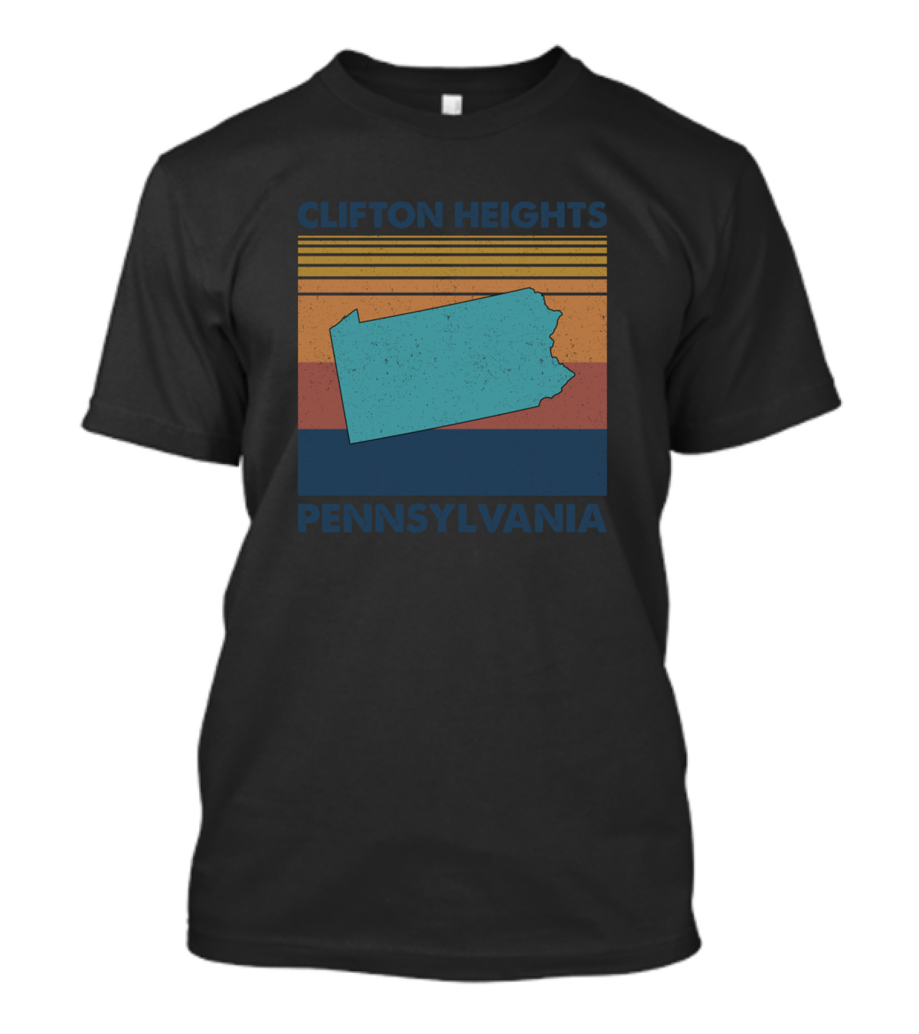 Clifton Heights Pennsylvania Vintage Retro State Silhouette Stripe T-Shirt