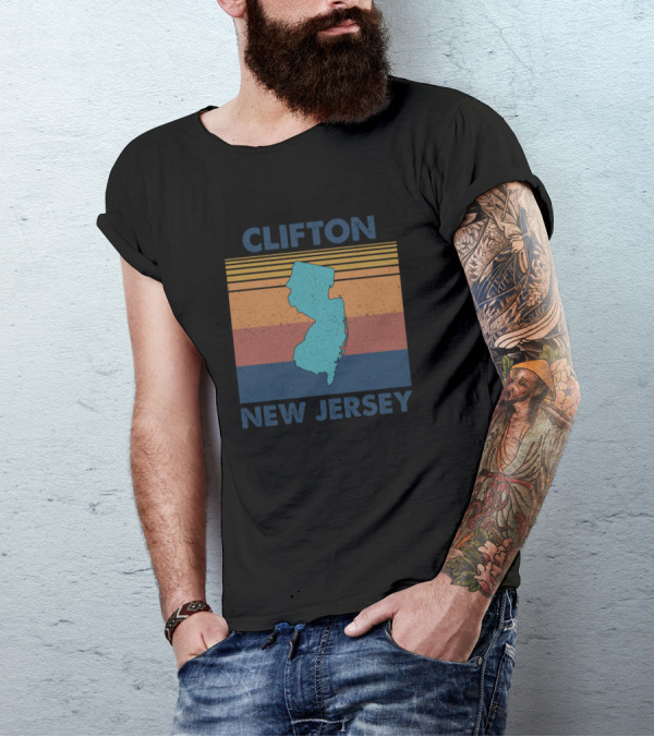 Clifton New Jersey Retro State Silhouette Stripes T-Shirt