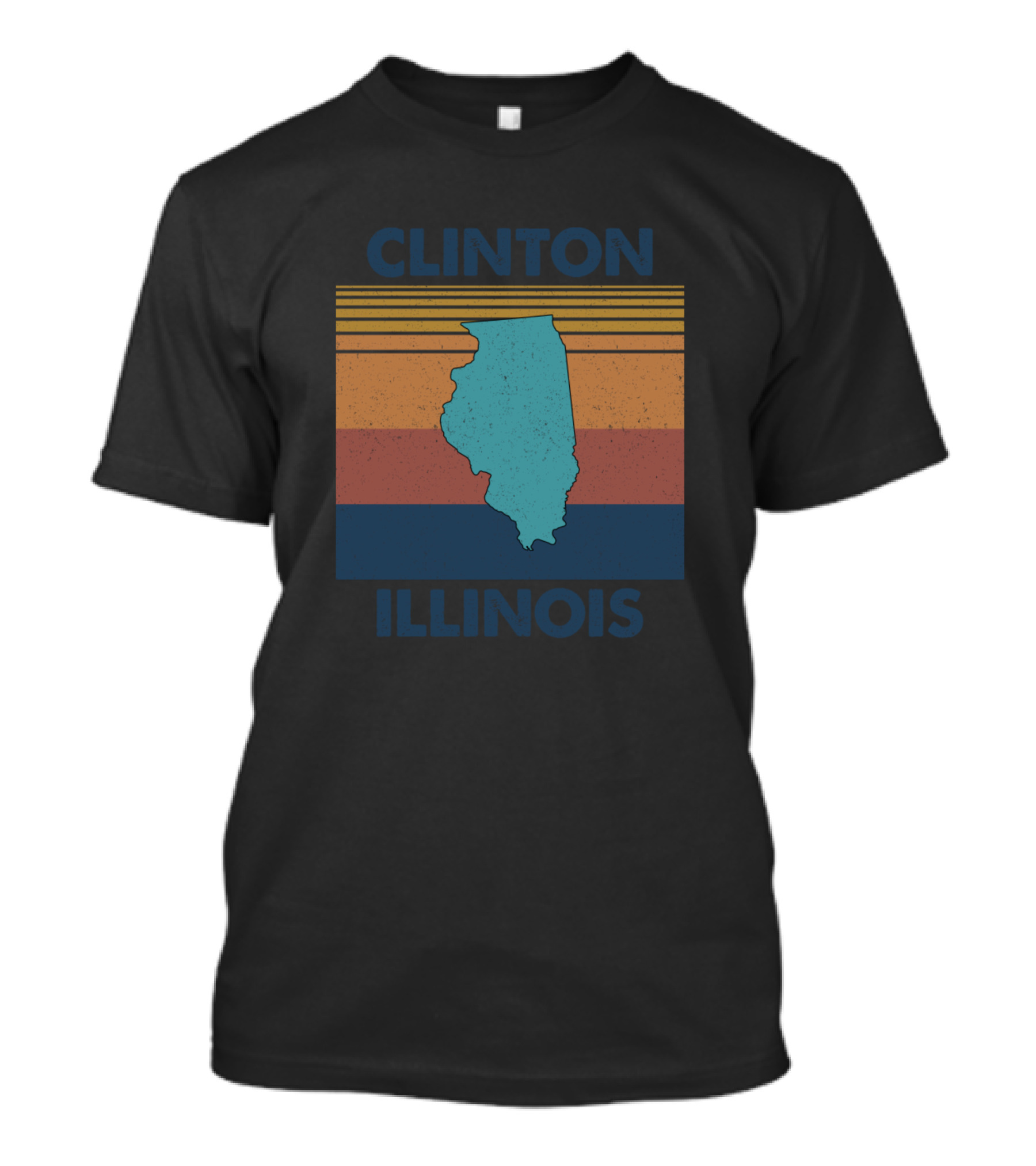 Clinton Illinois Vintage Striped Map T-Shirt