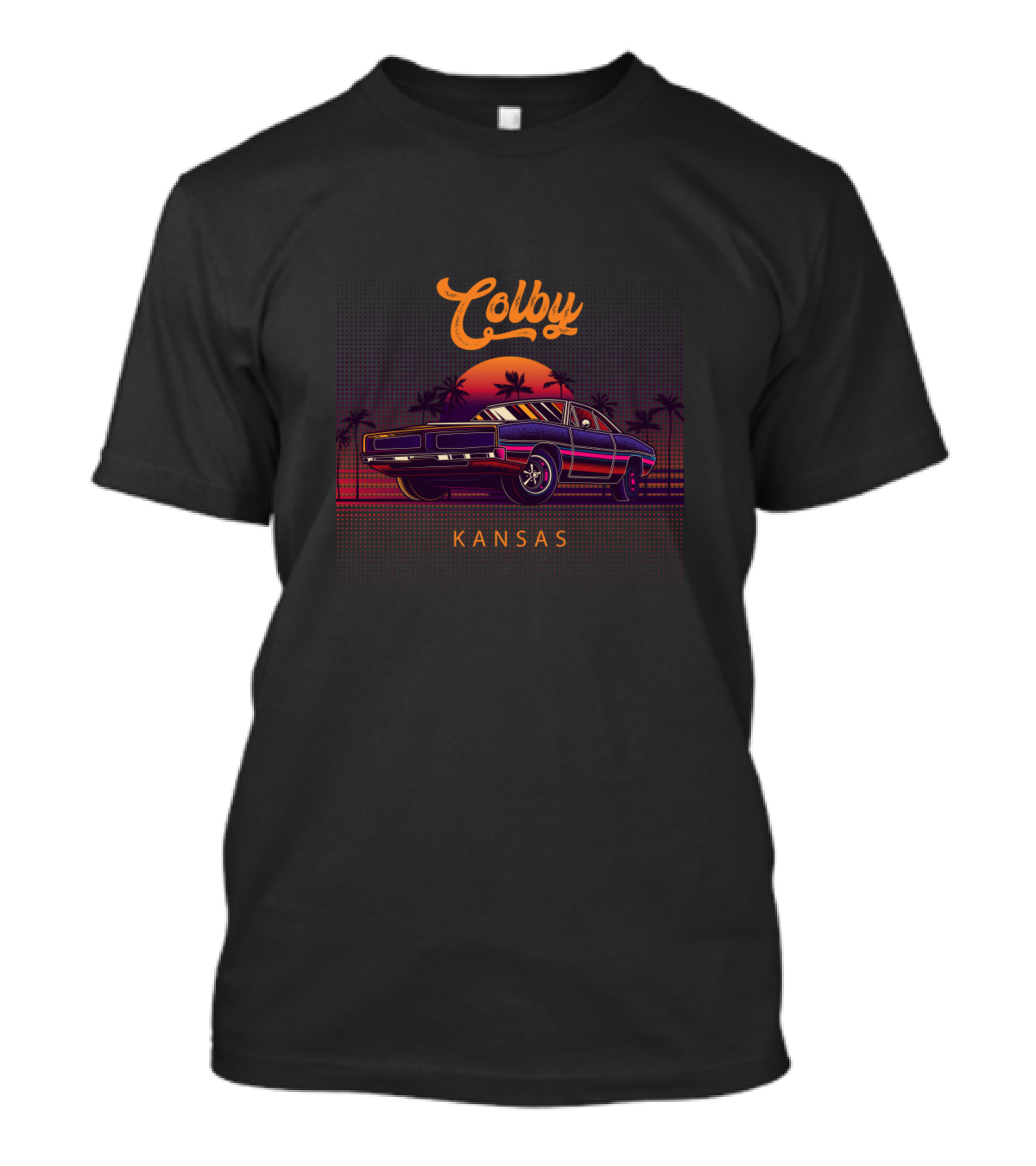 Colby Kansas Vintage Muscle Cars Retro Sunset Scene T-Shirt