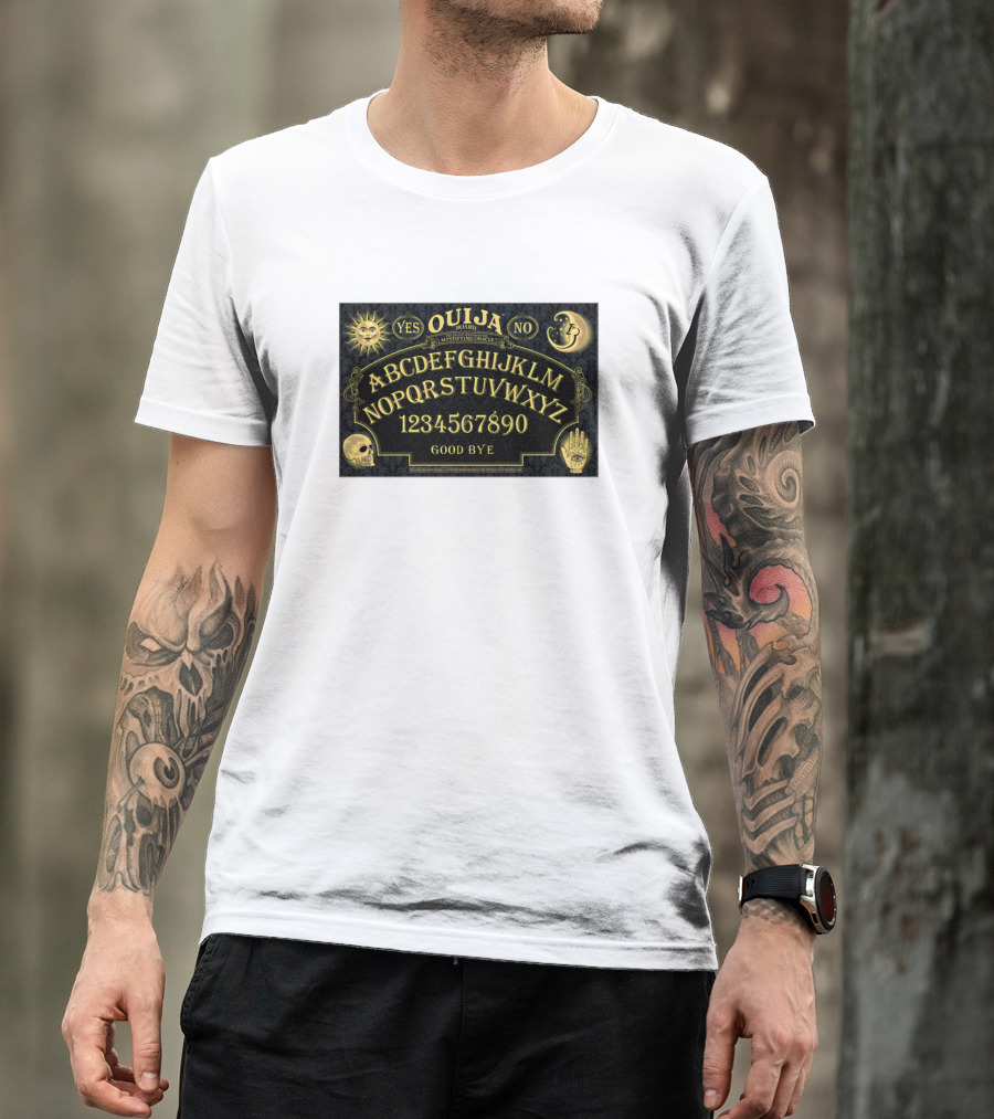 Ouija Board Sun Moon Skull Hand Goodbye 70s Deluxe T-Shirt