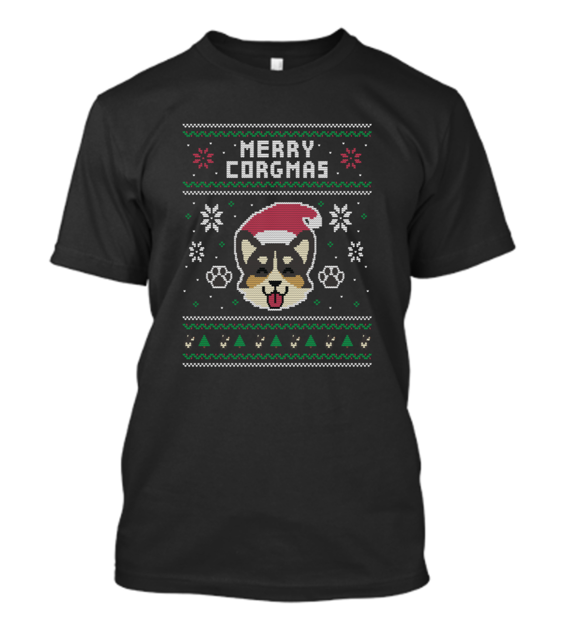 Merry Corgmas Santa Hat Ugly Christmas Sweater Corgi T-Shirt