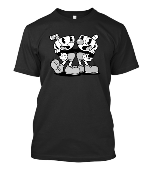 Cuphead Black And White Cartoon Characters T-Shirt