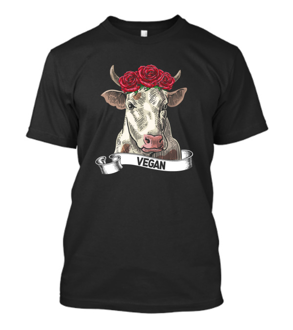 Vegan Cow With Flower Crown For Animal Lovers T-Shirt