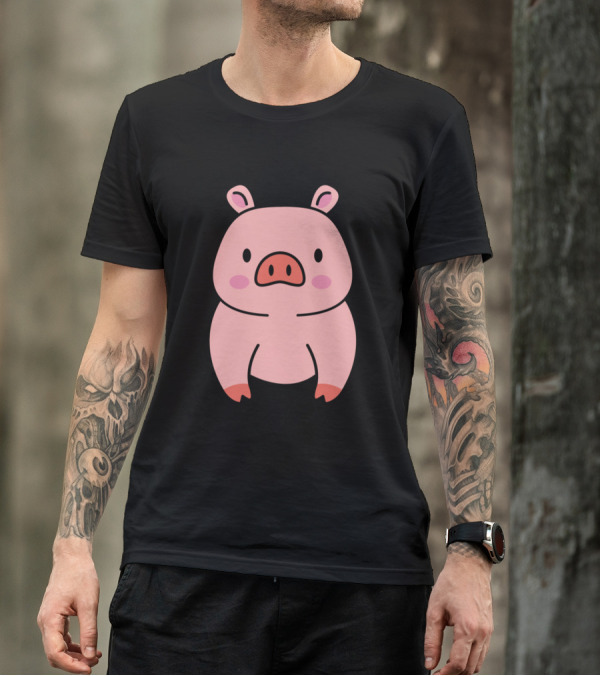 Cute Pink Pig Cartoon T-Shirt