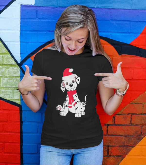 Dalmatian Dog Santa Claus Hat Christmas Dog Lover Chris T-Shirt