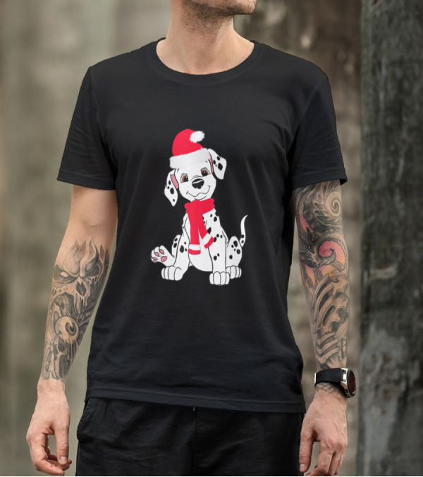 Dalmatian Dog Santa Claus Hat Christmas Dog Lover Chris T-Shirt
