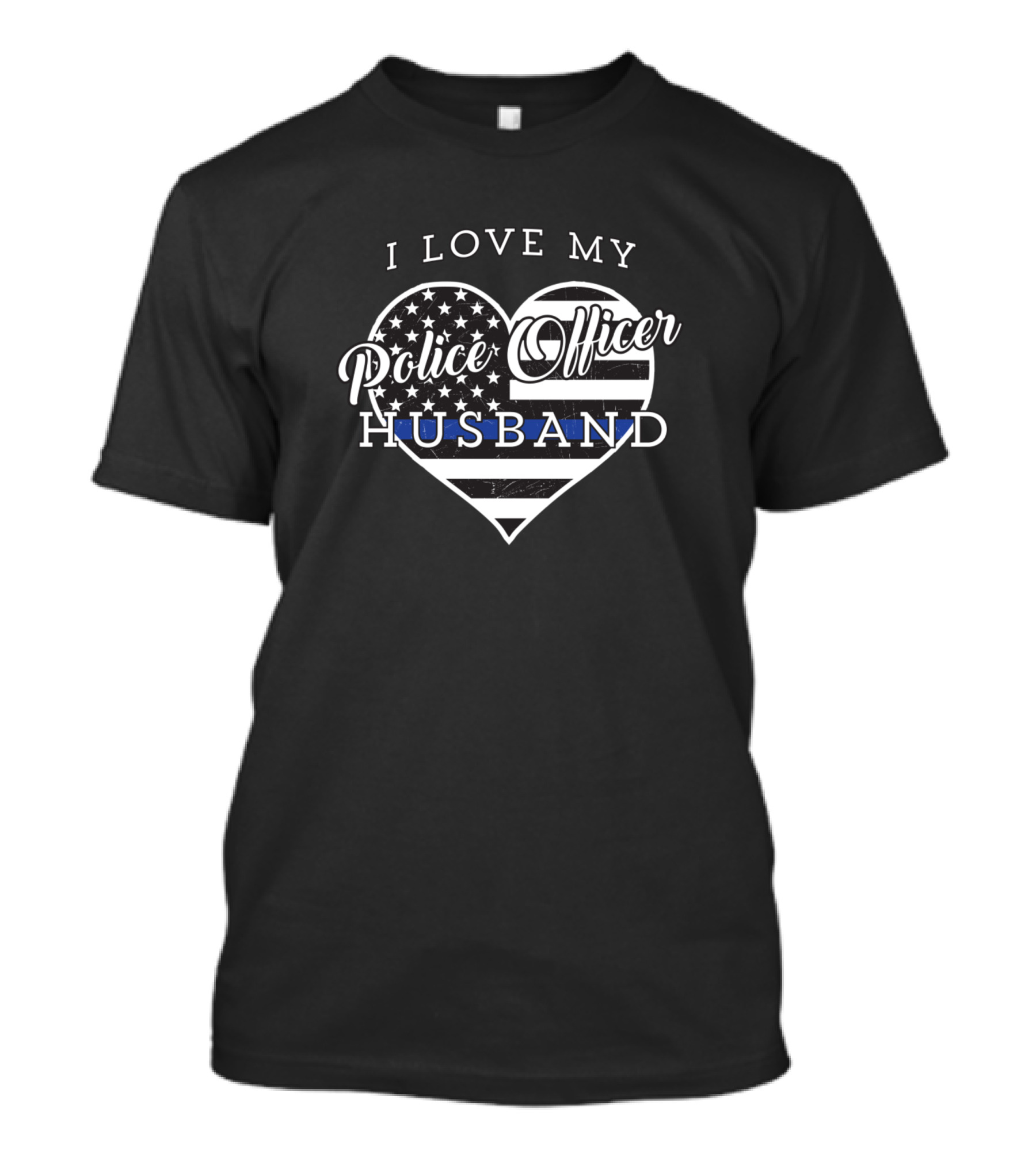 I Love My Police Officer Husband American Flag Heart T-Shirt