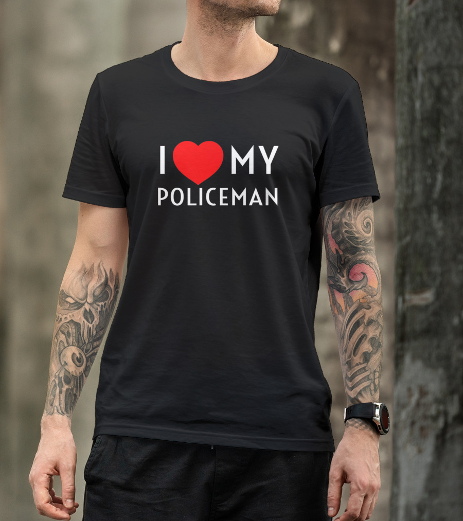I Love My Policeman Red Heart Police Officer Girlfriend T-Shirt