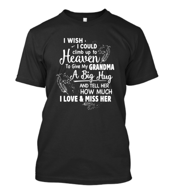 I Wish I Could Climb Up To Heaven To Give My Grandma A Big Hug And Tell Her How Much I Love And Miss Her T-Shirt
