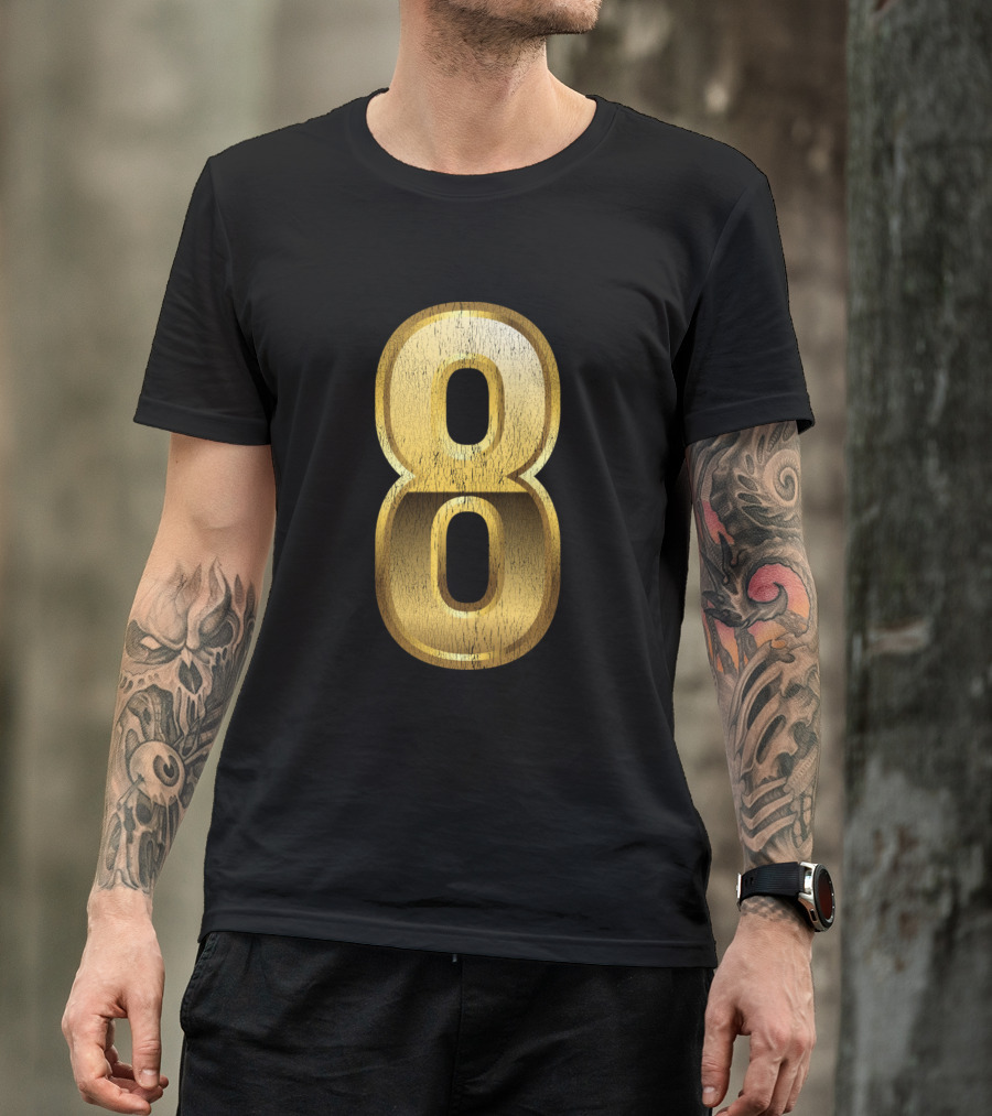 Lucky Gold Number 8 Eight Years Old Birthday T-Shirt