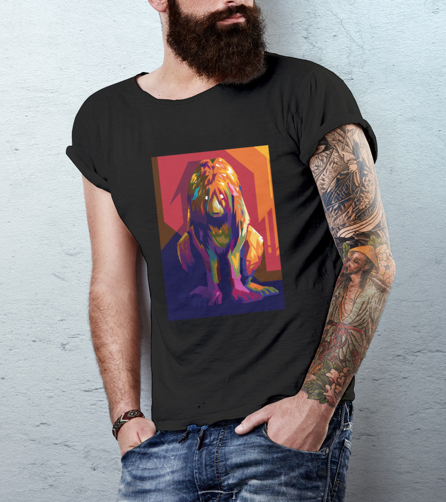 Nina Trucker Pop Colorful Abstract Lion T-Shirt