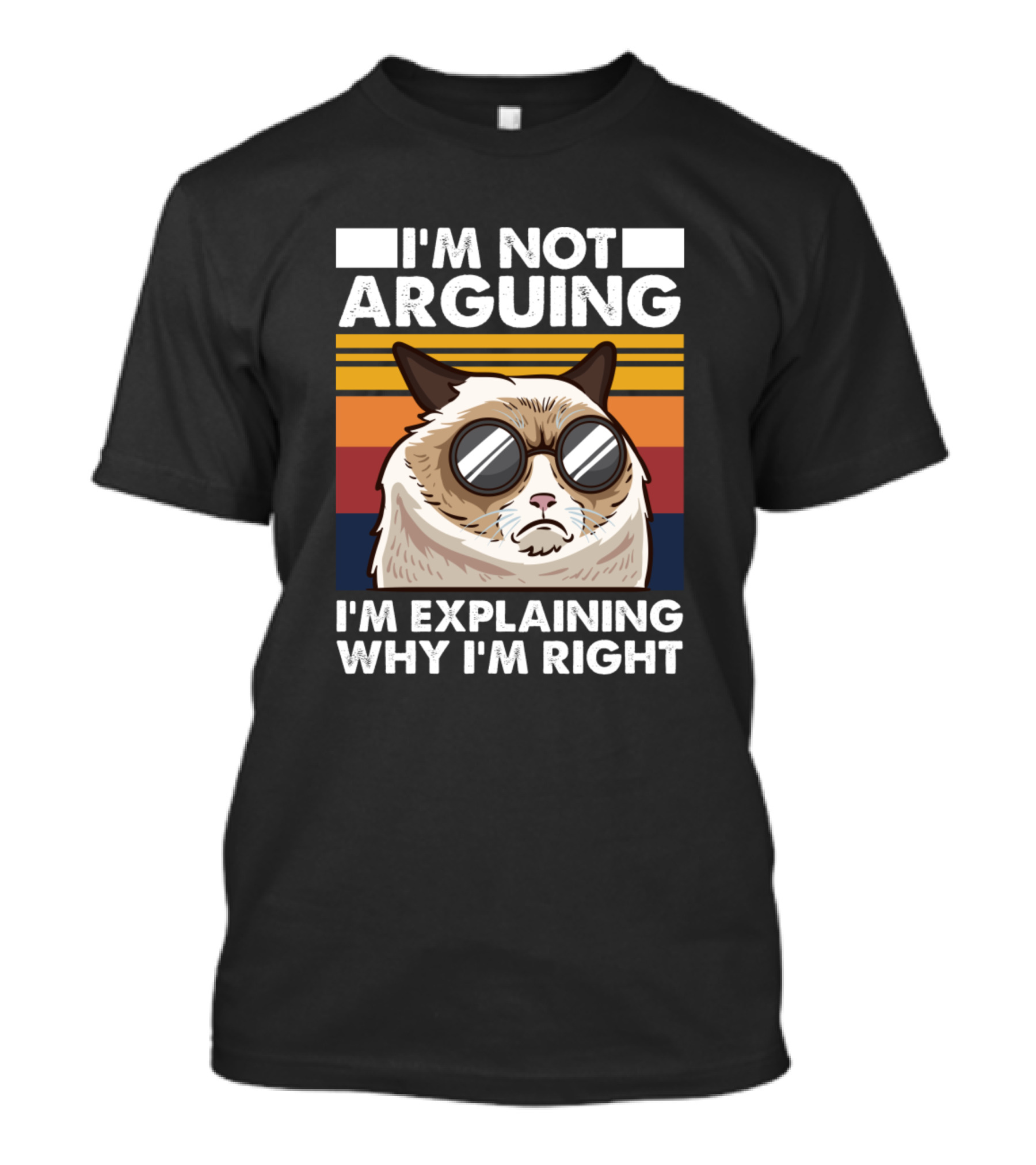 I'm Not Arguing I'm Explaining Why I'm Right Funny Cat With Glasses Retro Kitty Lover T-Shirt