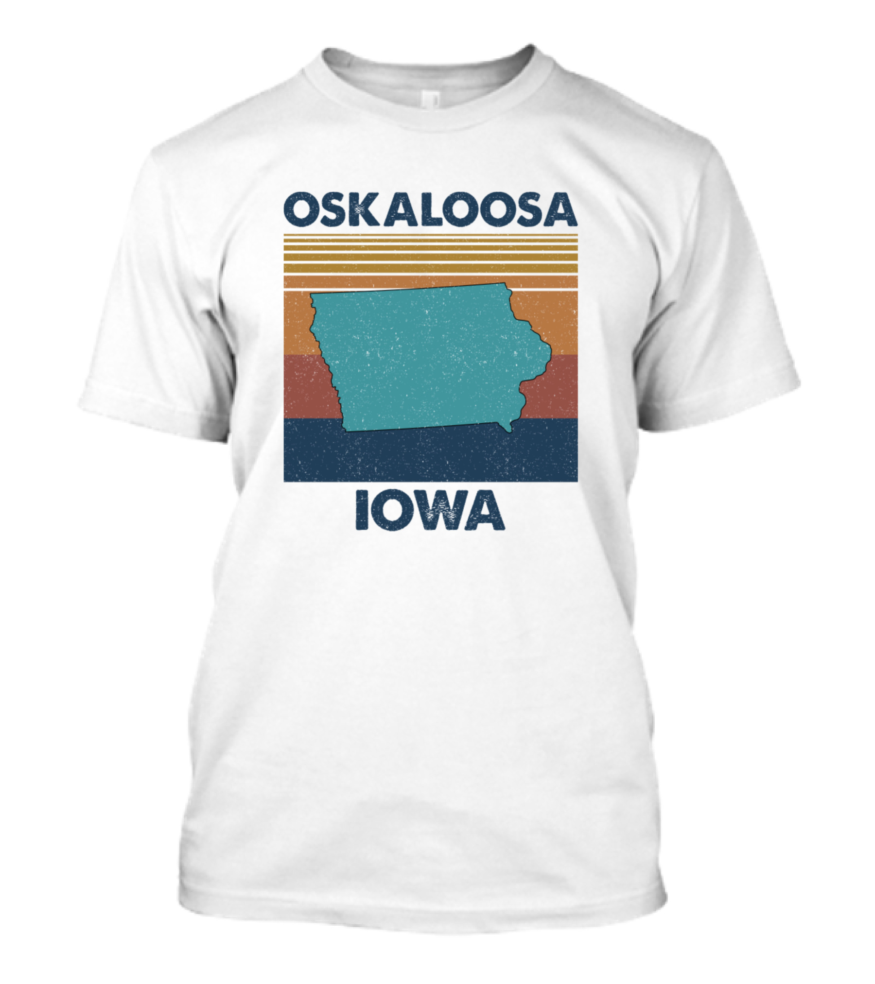 Oskaloosa Iowa Vintage Striped Map Outline T-Shirt