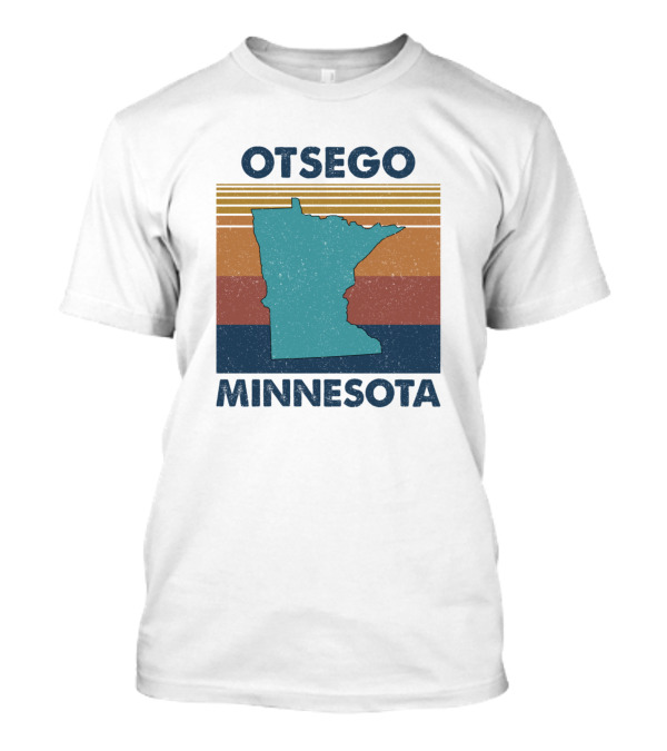 Otsego Minnesota Vintage State Outline Retro Stripes T-Shirt