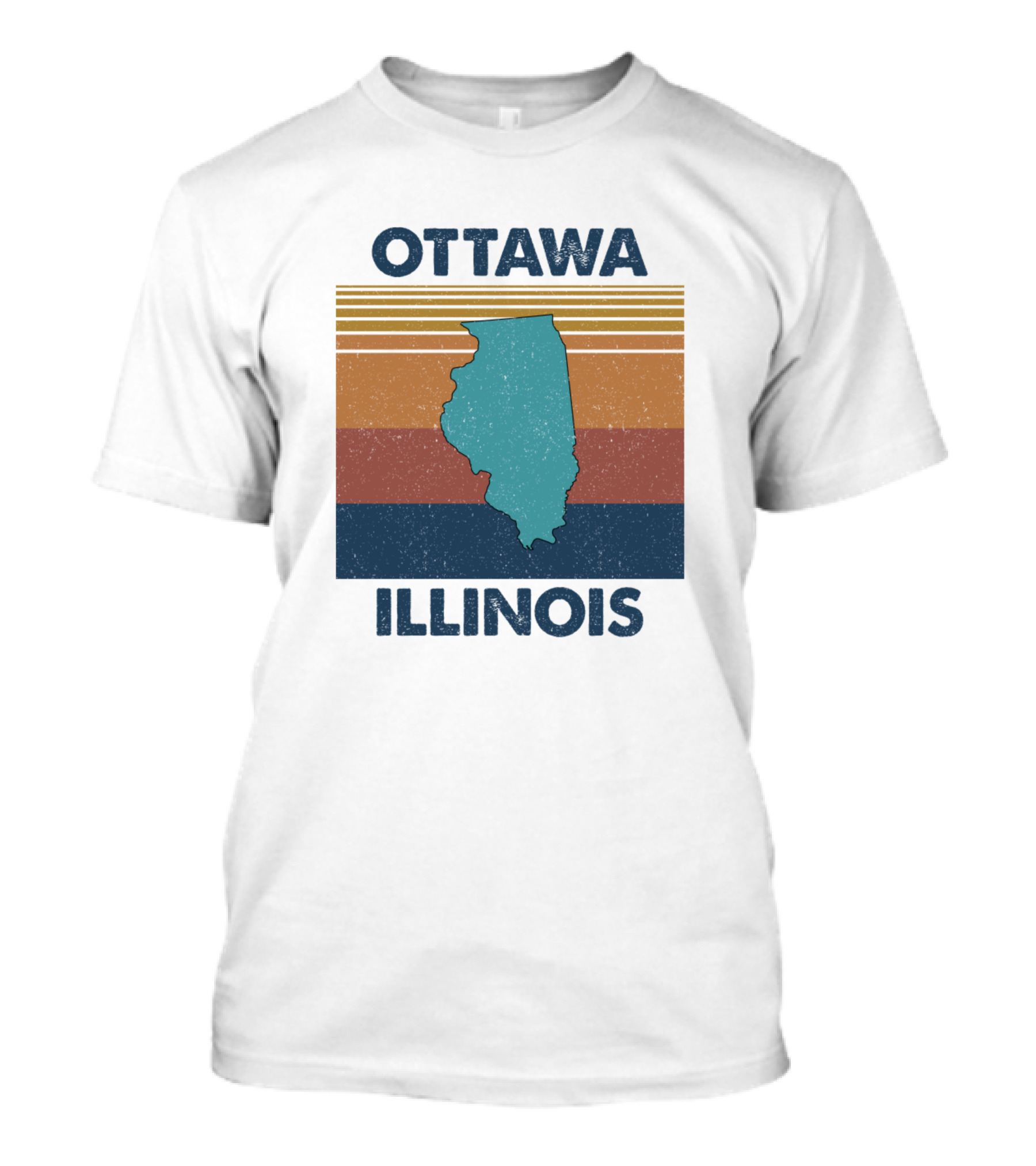 Ottawa Illinois Retro Stripes State T-Shirt
