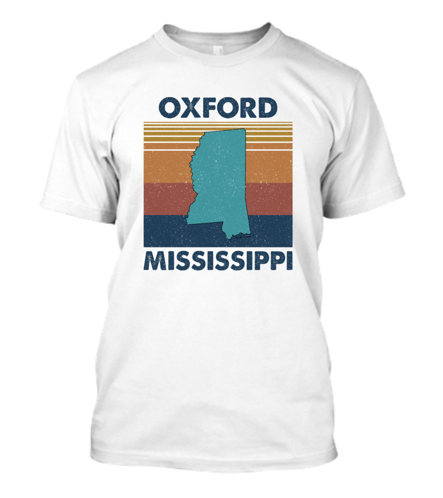 Oxford Mississippi Vintage State Silhouette Retro Stripes T-Shirt