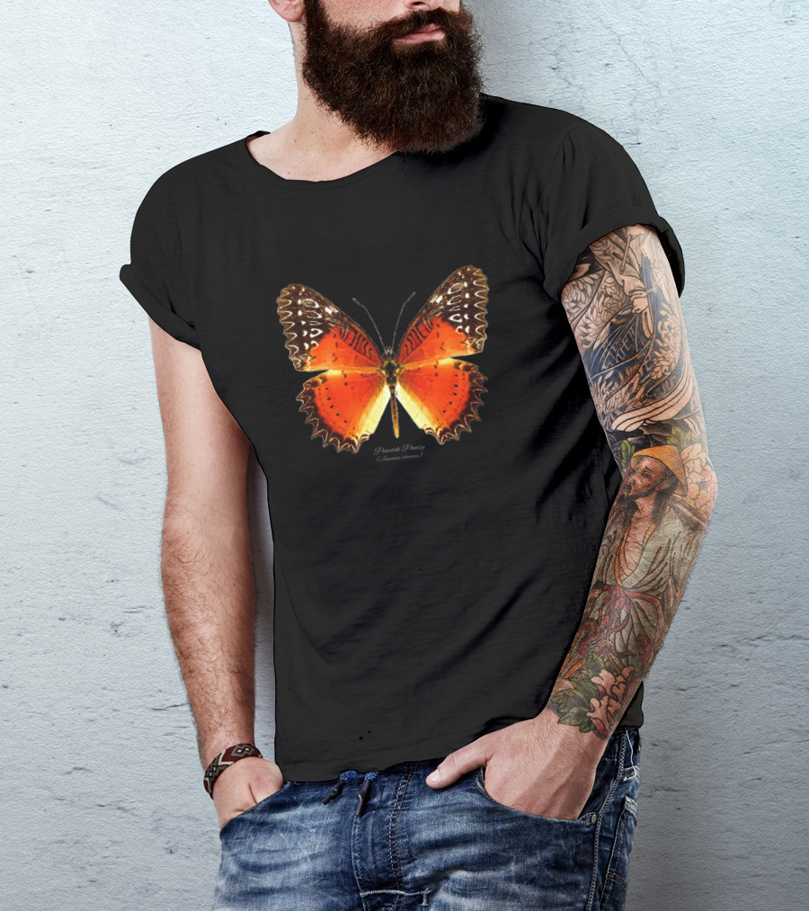 Red Lacewing Butterfly Cethosia Biblis Frances Fawcett Detailed T-Shirt