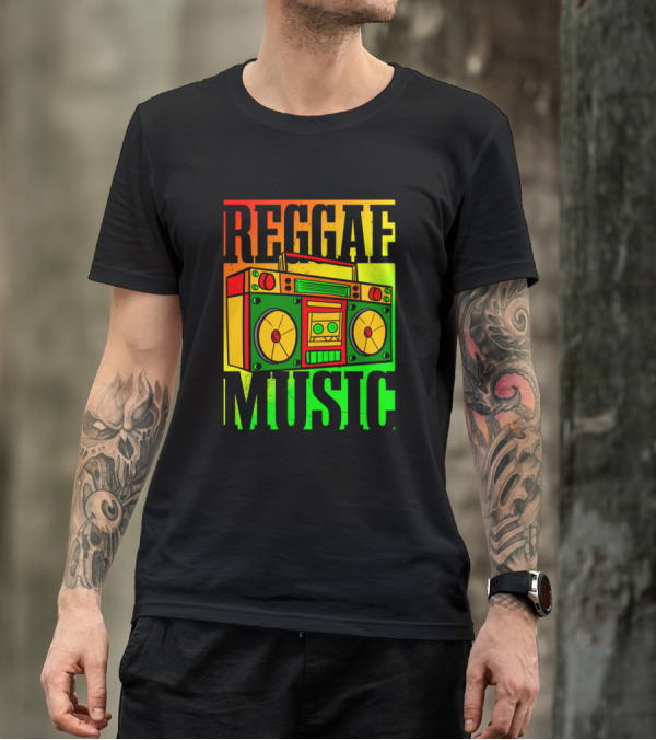 Reggae Music Boombox Vintage Jamaican Vinyls T-Shirt