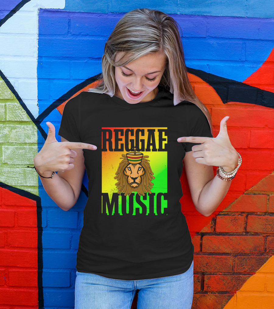 Reggae Music Lion Of Judah With Rastafarian Colors T-Shirt