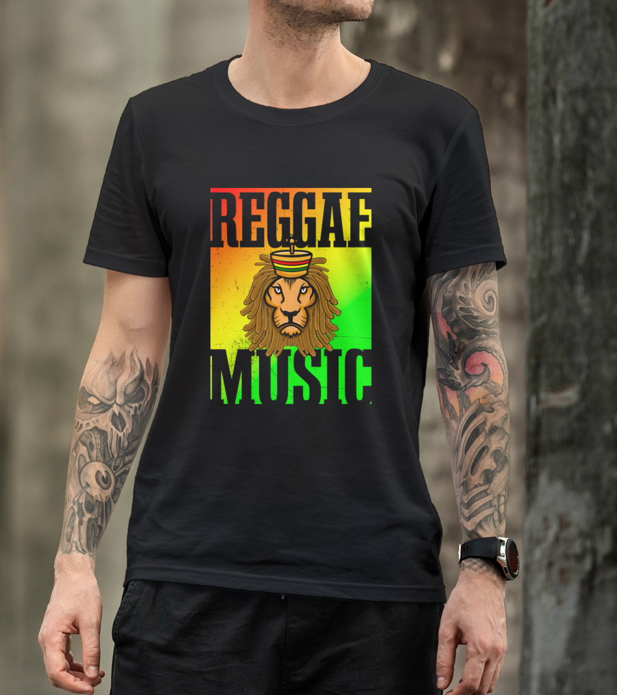 Reggae Music Lion Of Judah With Rastafarian Colors T-Shirt