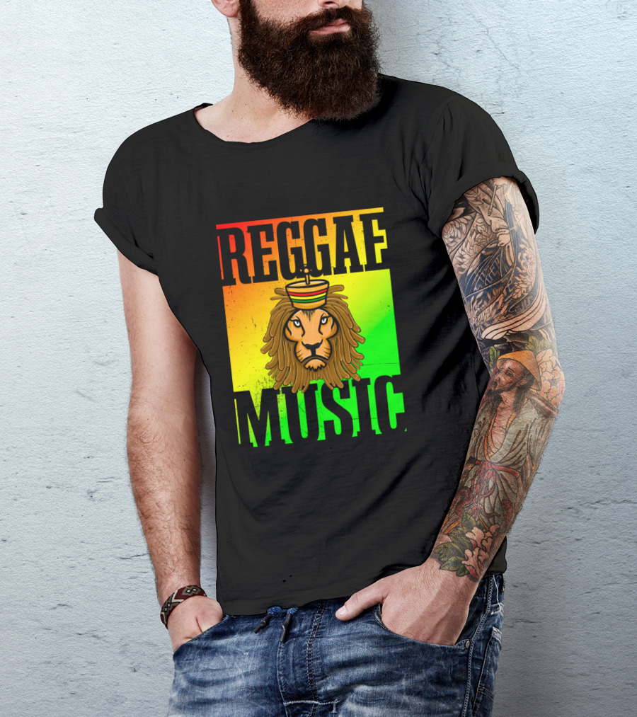 Reggae Music Lion Of Judah With Rastafarian Colors T-Shirt