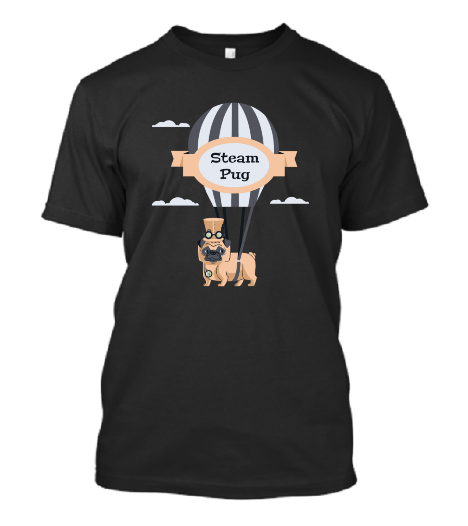 Steam Pug Balloon With Top Hat And Goggles T-Shirt