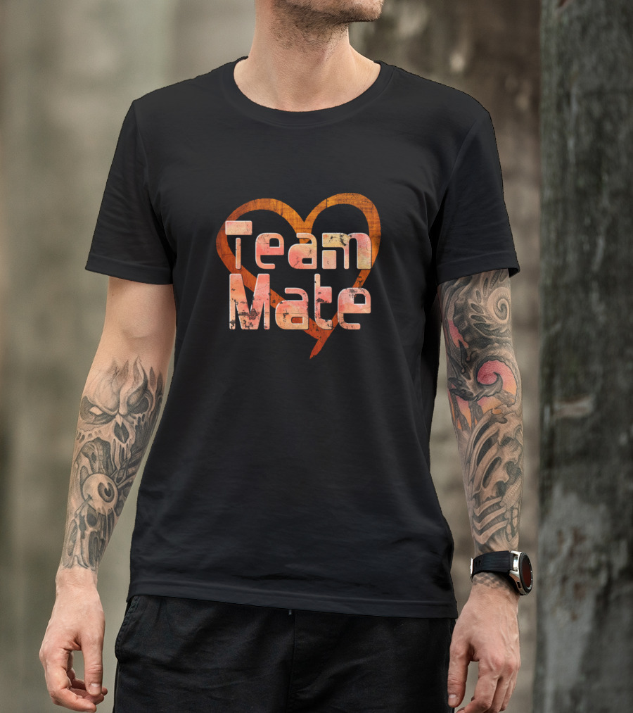 Team Mate Heart Fabric Texture T-Shirt