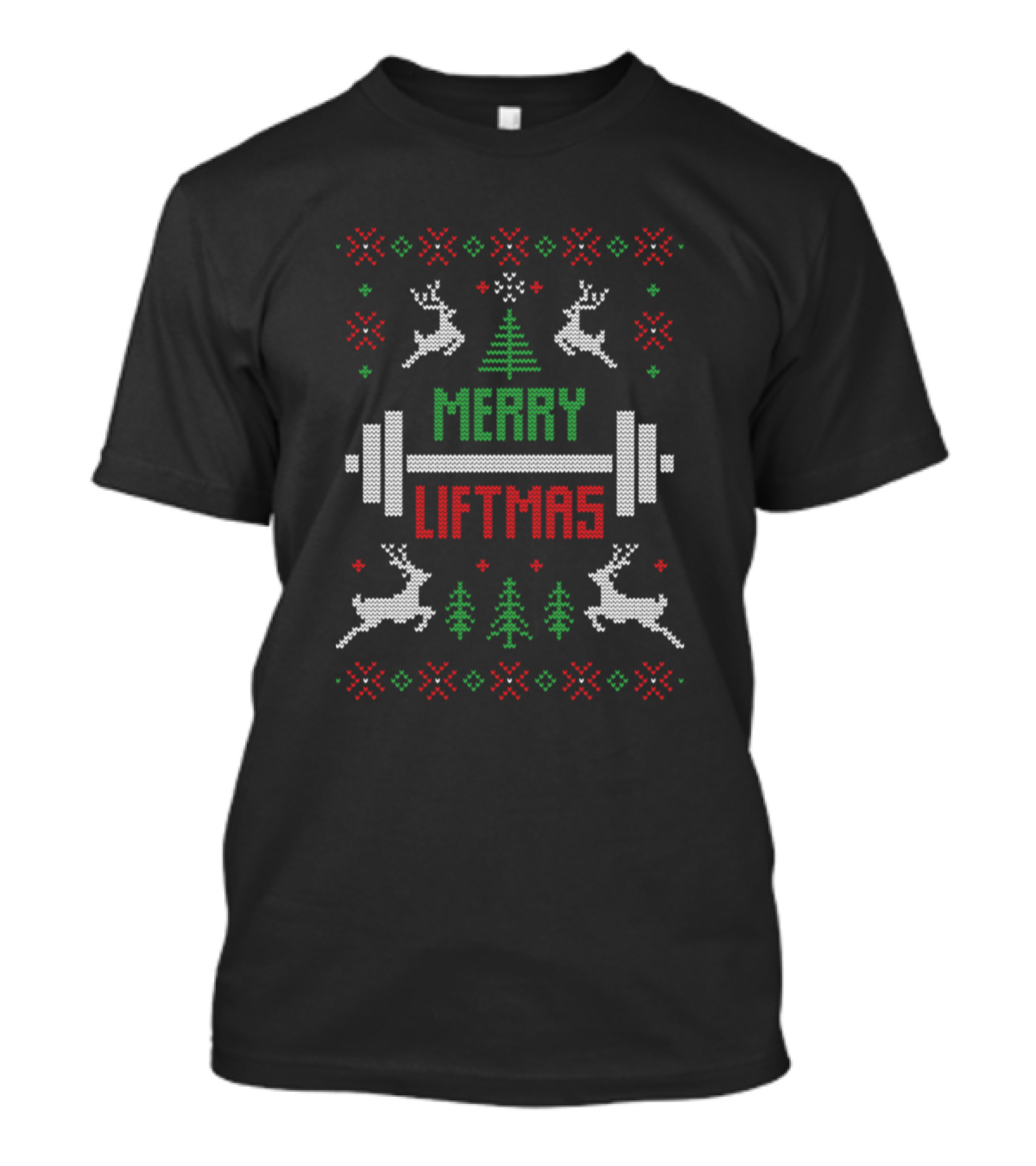 Merry Liftmas Weightlifting Reindeer Festive Christmas T-Shirt